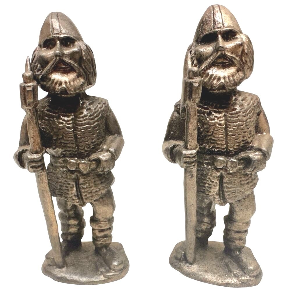 VINTAGE 2x AMPERSAND PEWTER THOR Viking Warrior Shield 4" Standing Figures